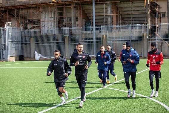 שחקני אום אל פאחם באימון אתמול // צילום: מישל דוט קום